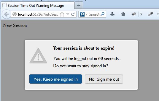 After 2 min display confirm window 